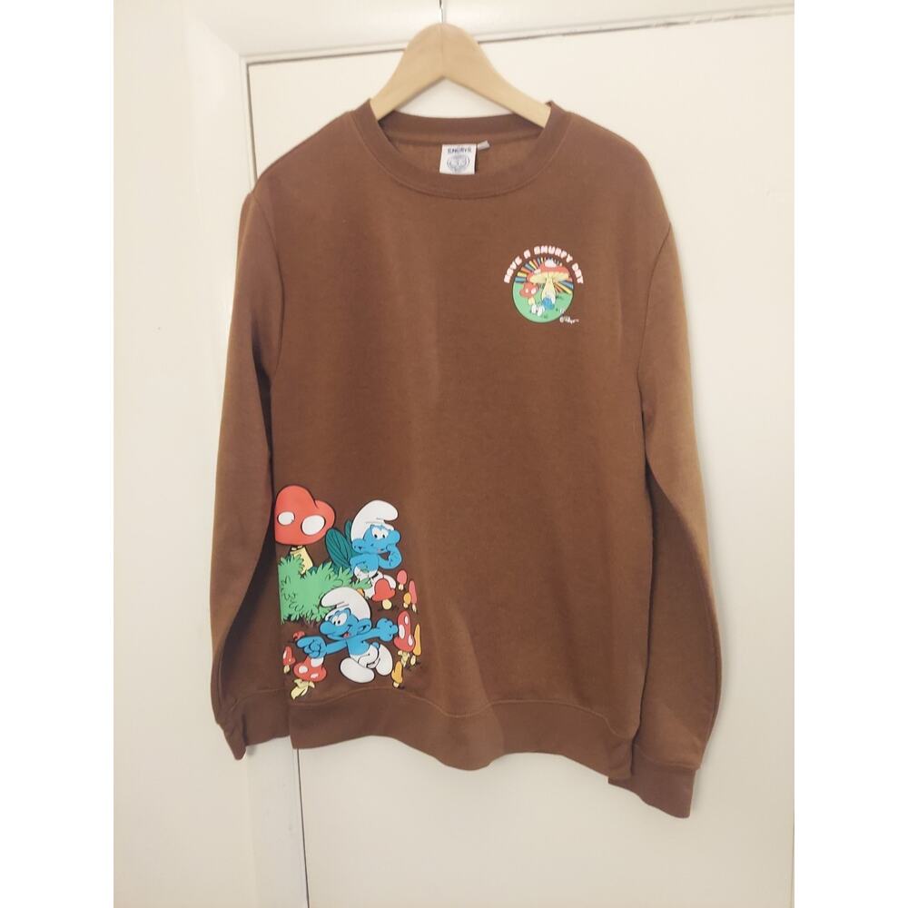 SMURF's Cartoon Anniversary Sweatshirt "Have a Smurfy Day" Adult Medium Mushroom